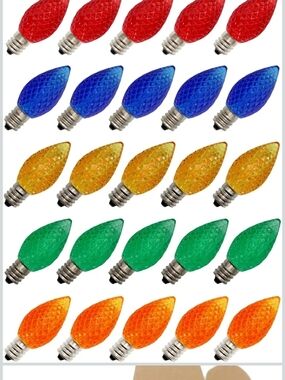 25 Pcs C7 Faceted LED Multicolor Ligth Bulbs (46)